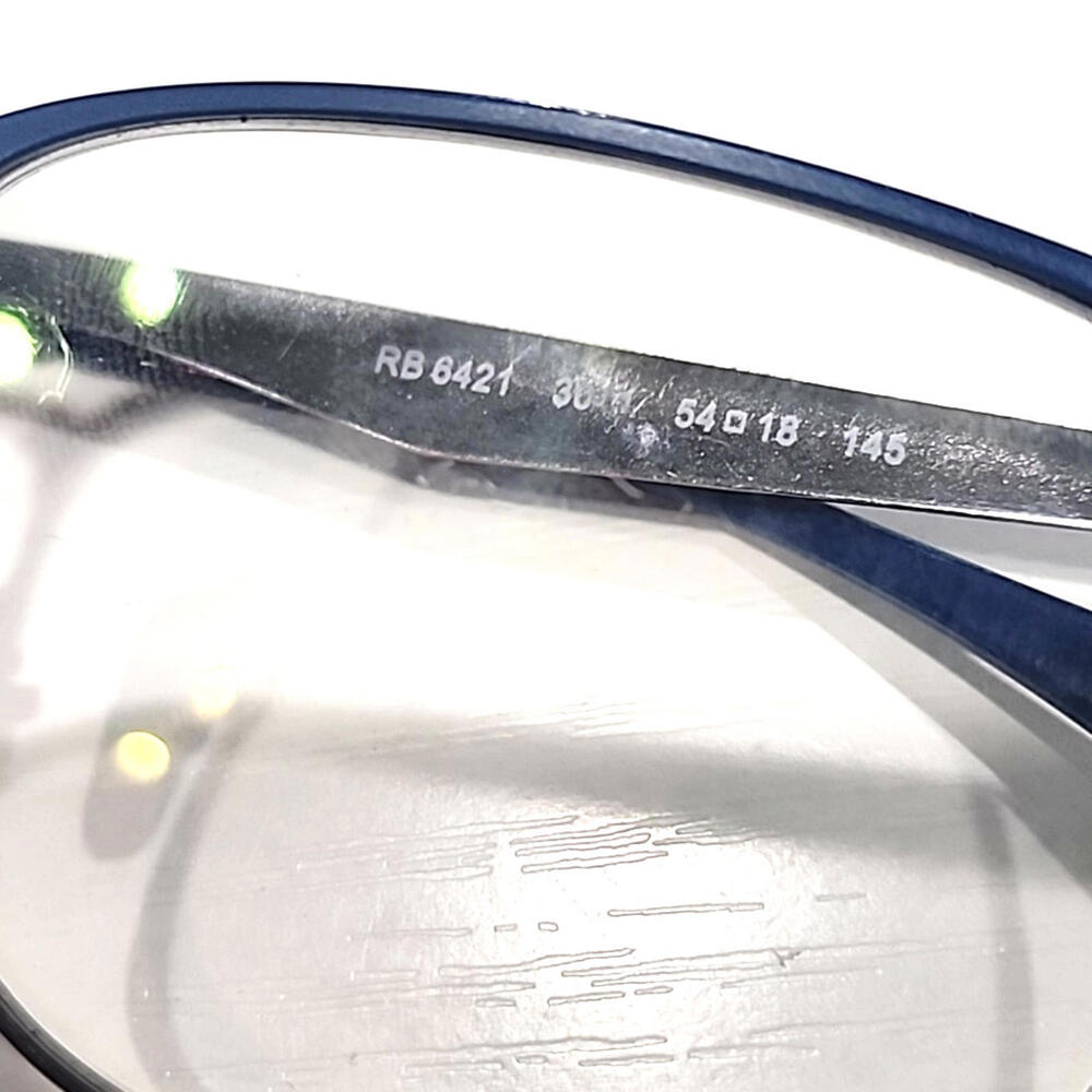 Ray Ban RB6421 3041 Blue Silver Metal Square Eyeglasses Frame 54-18 145 - Picture 10 of 10